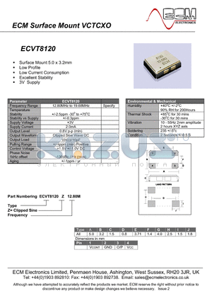 ECVT8120 datasheet - Surface Mount VCTCXO