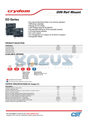 ED24DX datasheet - AC output Solid State Relay in an Industry standard EMR plug in package
