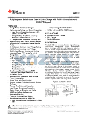 CP1008 datasheet - Fully Integrated Switch-Mode One-Cell Li-Ion Charger with Full USB Compliance and USB-OTG Support