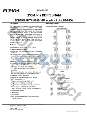 EDD2508AMTA-5B-E datasheet - 256M bits DDR SDRAM