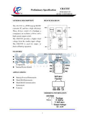 CR-F33P datasheet - PFM STEP-UP DC/DC CONVERTER