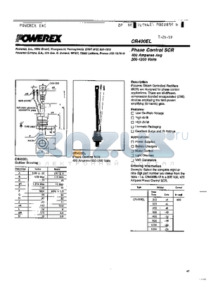 CR400EL-12 datasheet - Phase Control SCR 400 Amperes Avg 200-1200 Volts