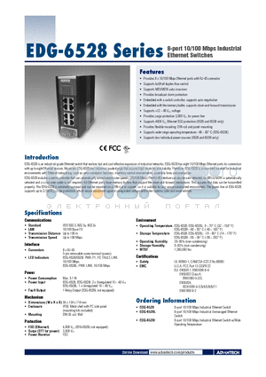 EDG-6528I datasheet - 8-port 10/100 Mbps Industrial Ethernet Switches