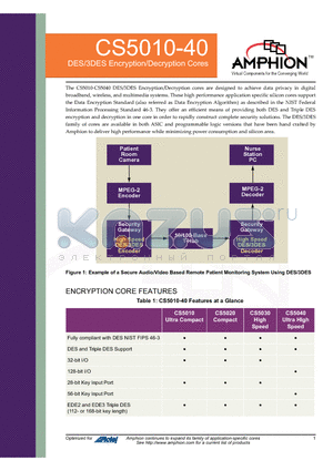 CS5010RQ datasheet - DES/3DES Encryption/Decryption Cores