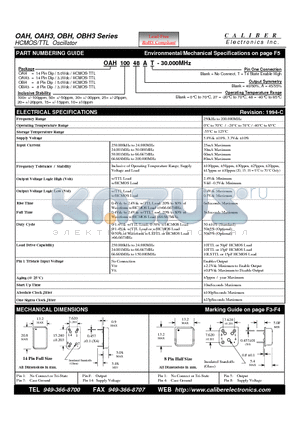 OAH3027A datasheet - HCMOS/TTL Oscillator