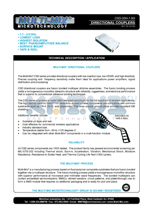 CSD-20H-1.9G datasheet - DIRECTIONAL COUPLERS