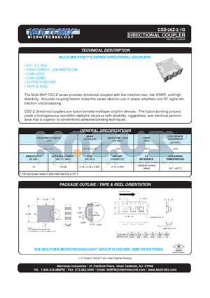 CSD-20Z-2.1G datasheet - DIRECTIONAL COUPLER