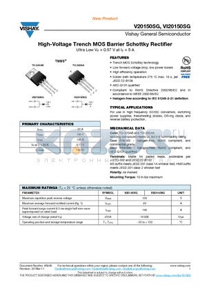 VI20150SG datasheet - High-Voltage Trench MOS Barrier Schottky Rectifier