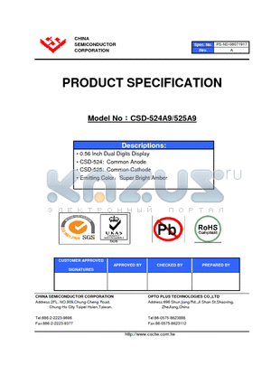 CSD-524A9 datasheet - 0.56 Inch Dual Digits Display