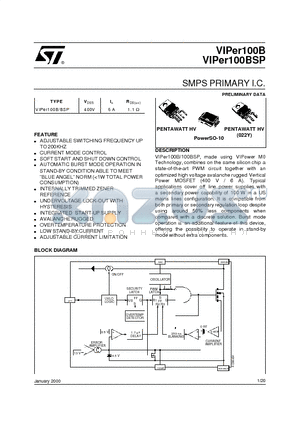 VIPER100BSP datasheet - SMPS PRIMARY I.C.