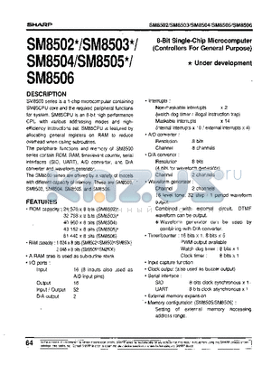 SM8504 datasheet - 8-Bit Single-Chip Microcomputer(Controllers For General Purpose)