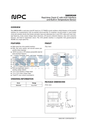 SM8580AM datasheet - Real-time Clock IC with 4-bit Interface and Built-in Temperature Sensor