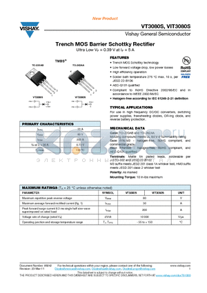 VIT3080S-M3-4W datasheet - Trench MOS Barrier Schottky Rectifier