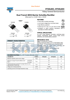 VIT30L60C-E3-4W datasheet - Dual Trench MOS Barrier Schottky Rectifier