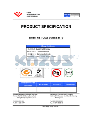 CSQ-542T9 datasheet - 0.56 Inch Quad Digit Display