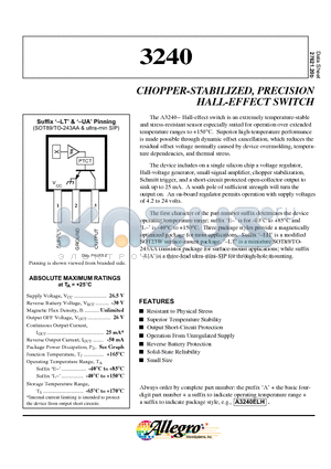 A3240ELH datasheet - CHOPPER-STABILIZED, PRECISION HALL-EFFECT SWITCH