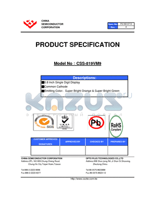 CSS-819VM9 datasheet - 0.8 Inch Single Digit Display