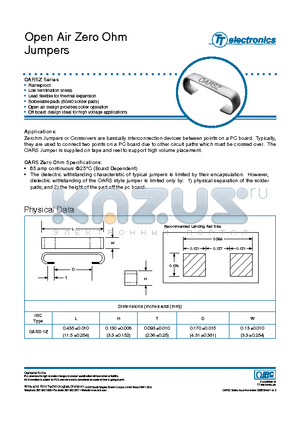 OARS-1Z datasheet - Open Air Zero Ohm Jumpers