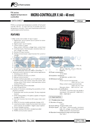 EDS11-158C datasheet - PX series digital temperature controller MICRO-CONTROLLER X (48  48 mm)