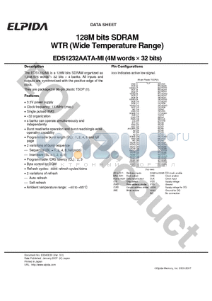EDS1232AATA-75MI datasheet - 128M bits SDRAM WTR (Wide Temperature Range)