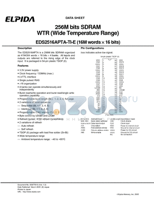 EDS2516APTA-TI-E datasheet - 256M bits SDRAM WTR (Wide Temperature Range)