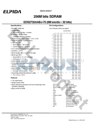 EDS2732AABJ-75L-E datasheet - 256M bits SDRAM