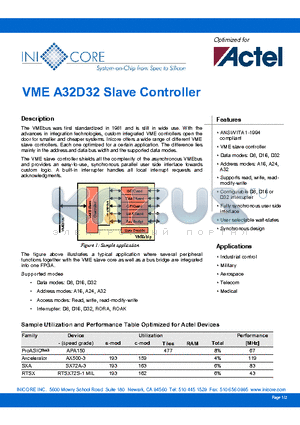 A32D32 datasheet - VME A32D32 Slave Controller