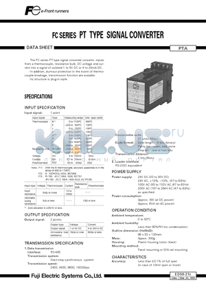 EDS9-21C datasheet - FC SERIES PT TYPE SIGNAL CONVERTER