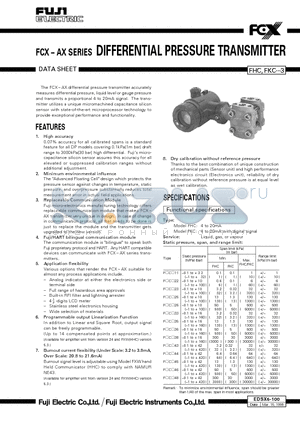 EDSX6-100 datasheet - FCX  AX SERIES DIFFERENTIAL PRESSURE TRANSMITTER