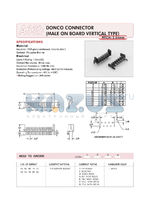 A33B10BG1 datasheet - DONCO CONNECTOR (MALE ON BOARD VERTICAL TYPE)
