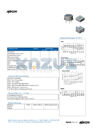 A34 datasheet - 100 TO 2000 MHz CASCADABLE AMPLIFIER
