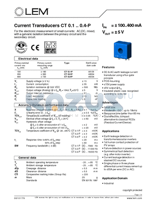 CT0.4-P datasheet - Current Transducers
