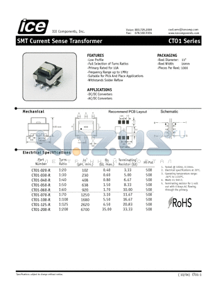 CT01-040-R datasheet - SMT Current Sense Transformer