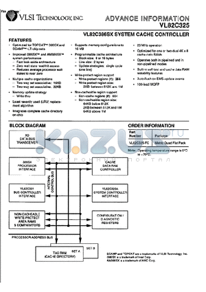 VL82C325-FC datasheet - VL82C386SX SYSTEM CACHE CONTROLLER