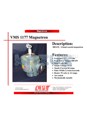 VMS1177 datasheet - Magnetron