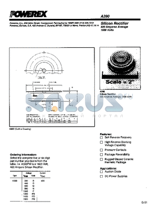 A390 datasheet - SILICON RECTIFIER