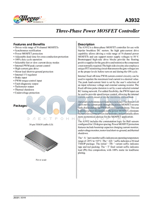 A3932 datasheet - Three-Phase Power MOSFET Controller