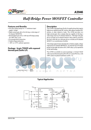 A3946 datasheet - Half-Bridge Power MOSFET Controller