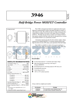 A3946KLB datasheet - Half-Bridge Power MOSFET Controller