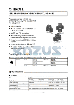 EE-SB5VC datasheet - Photomicrosensor with 80-mA Switching Capacity that can be Built into Equipment