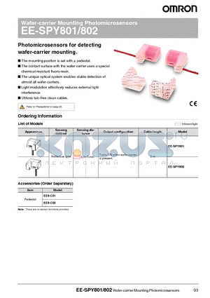 EE-SPY801 datasheet - Wafer-carrier Mounting Photomicrosensors