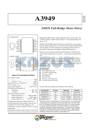 A3949SLP-T datasheet - DMOS Full-Bridge Motor Driver