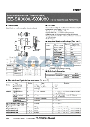 EE-SX3080 datasheet - Photomicrosensor (Transmissive)