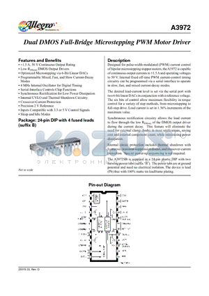 A3972 datasheet - Dual DMOS Full-Bridge Microstepping PWM Motor Driver