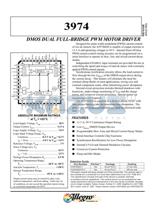 A3974SED-T datasheet - DMOS DUAL FULL-BRIDGE PWM MOTOR DRIVER