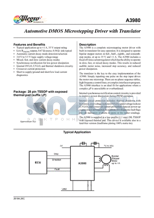 A3980_06 datasheet - Automotive DMOS Microstepping Driver with Translator