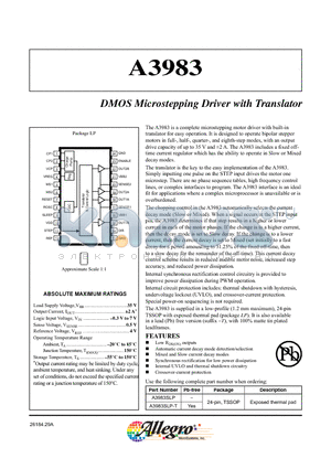 A3983SLP datasheet - DMOS Microstepping Driver with Translator