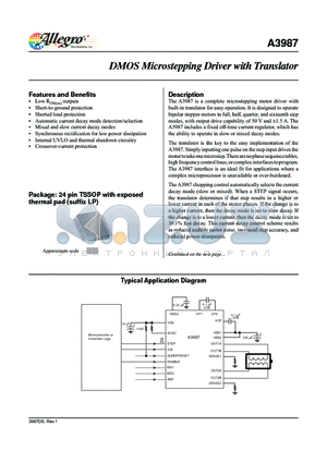 A3987 datasheet - DMOS Microstepping Driver with Translator