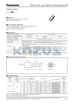 EECHW0D706 datasheet - Electric Double Layer Capacitors (Gold Capacitor)/ HW