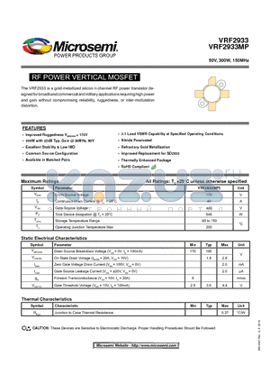 VRF2933_10 datasheet - RF POWER VERTICAL MOSFET